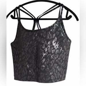 NWT Size XXL Calvin Klein Black Metallic Leopard-Print Strappy Crop Top.